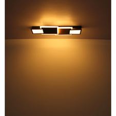 Stropní svítidlo kov černý matný, MDF, imitace tmavého dřeva, plast opál, plast satinovaný, DxŠxV:715x250x80mm, včetně LED 30W 230V, 3500lm zdroj, 1850lm výstup, 3000K