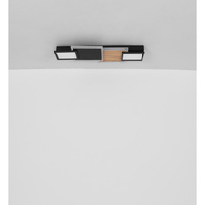 Stropní svítidlo kov černý matný, MDF, imitace tmavého dřeva, plast opál, plast satinovaný, DxŠxV:715x250x80mm, včetně LED 30W 230V, 3500lm zdroj, 1850lm výstup, 3000K