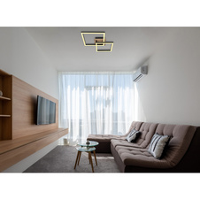 Stropní svítidlo kov černý matný, MDF, imitace tmavého dřeva, plast bílý, otočné, DxŠxV:530x380x90mm, včetně LED 18W 230V, 2050lm zdroj, 1200lm výstup, 3000K