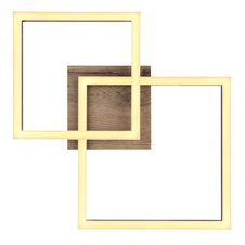 Stropní svítidlo kov černý matný, MDF, imitace tmavého dřeva, plast bílý, otočné, DxŠxV:530x380x90mm, včetně LED 18W 230V, 2050lm zdroj, 1200lm výstup, 3000K