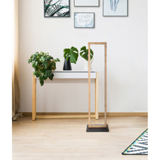 Stojací svítidlo kov černý matný, MDF imitace dřeva, plast bílý, kabel PVC černý, vypínač, DxŠxV:300x180x1200mm, délka kabelu 1800mm, LED 24W 230V, 2680lm zdroj, 1000lm výstup, 3000K