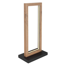 Stolní svítidlo kov černý matný, MDF imitace dřeva, plast bílý, kabel PVC černý, vypínač na kabelu, DxŠxV:250x150x525mm, délka kabelu 1500mm, LED 12W 230V, 1380lm zdroj, 450lm výstup, 3000K