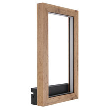 Nástěnné svítidlo kov černý matný, MDF imitace dřeva, plast opál, ŠxV:200x350mm, H:60mm, LED 12W 230V, 1400lm zdroj, 550lm výstup, 3000K
