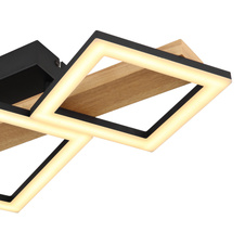 Stropní svítidlo kov černý mat, MDF imitace dřeva, ABS černý mat, plast bílý, DxŠxV:660x300x100mm, malé čtverce 16x16 cm, velké čtverce 22x22 cm, LED 29W 230V, 2900lm zdroj, 1560lm výstup, 3000K