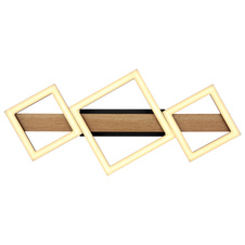 Stropní svítidlo kov černý mat, MDF imitace dřeva, ABS černý mat, plast bílý, DxŠxV:660x300x100mm, malé čtverce 16x16 cm, velké čtverce 22x22 cm, LED 29W 230V, 2900lm zdroj, 1560lm výstup, 3000K