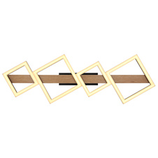 Stropní svítidlo kov černý mat, MDF imitace dřeva, ABS černý mat, plast bílý, DxŠxV:920x300x130mm, malé čtverce 16x16 cm, velké čtverce 22x22 cm, LED 35W 230V, 3700lm zdroj, 1880lm výstup, 3000K