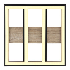 Stropní svítidlo kov černý mat, MDF imitace dřeva, plast bílý, hliník černý mat, DxŠxV:300x300x55mm, LED 18W 230V, 2200lm zdroj, 1700lm výstup, 3000K
