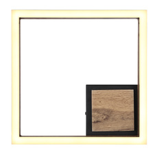 Stropní svítidlo, kov černý matný, MDF se vzhledem dřeva, plast černý matný, plast bílý, DxŠxV:270x270x54mm, včetně LED 12W 230V, 1350lm zdroj, 600lm výstup, 3000K