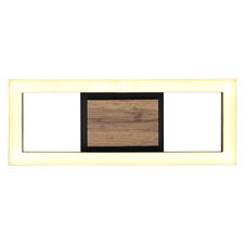 Stropní svítidlo, kov černý matný, MDF se vzhledem dřeva, plast černý matný, plast bílý, DxŠxV:345x130x58mm, včetně LED 12W 230V, 1350lm zdroj, 600lm výstup, 3000K