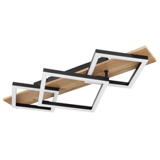 Stropní svítidlo, kov černý matný, MDF se vzhledem dřeva, plast černý matný, plast bílý, DxŠxV:610x310x85mm, včetně LED 24W 230V, 2670lm zdroj, 1400lm výstup, 3000K