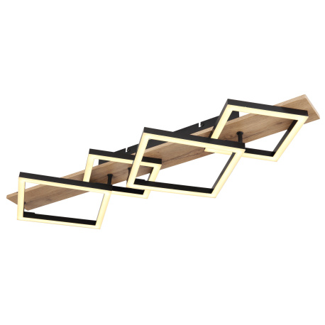 Stropní svítidlo, kov černý matný, MDF se vzhledem dřeva, plast černý matný, plast bílý, DxŠxV:820x310x85mm, včetně LED 30W 230V, 3350lm zdroj, 1700lm výstup, 3000K