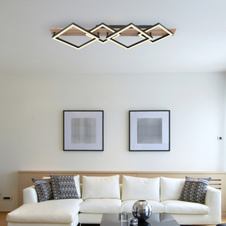 Stropní svítidlo, kov černý matný, MDF se vzhledem dřeva, plast černý matný, plast bílý, DxŠxV:820x310x85mm, včetně LED 30W 230V, 3350lm zdroj, 1700lm výstup, 3000K