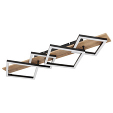 Stropní svítidlo, kov černý matný, MDF se vzhledem dřeva, plast černý matný, plast bílý, DxŠxV:820x310x85mm, včetně LED 30W 230V, 3350lm zdroj, 1700lm výstup, 3000K