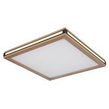 Stropní svítidlo, kov bílý a černý, MDF se vzhledem dřeva, plast bílý, několik úrovní přes nástěnný vypínač, pam.funkce, 3 úrovně: 1.hlavní světlo, 2.boční světla, 3.obě spolu, DxŠxV:450x450x75mm, LED 24W 230V 1340lm + LED 20W 230V 1110lm, 3000K