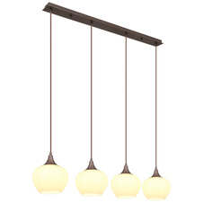 Závěsné svítidlo, kov barva kávy, sklo bílé, textilní kabel černý, DxŠxV:1000x180x1200mm, bez žárovek 4xE27,max. 40W 230V