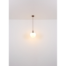 Závěsné svítidlo, kov barva kávy, sklo bílé, textilní kabel černý, Ø:290mm, V:1200mm, bez žárovky 1xE27, max. 60W 230V