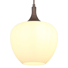 Závěsné svítidlo, kov barva kávy, sklo bílé, kabel textil hnědý, Ø:240mm, V:1200mm, bez žárovky 1xE27, max. 60W 230V