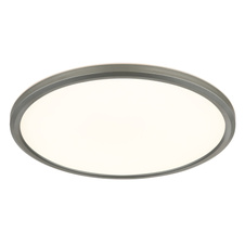 Stropní svítidlo, plast niklový, bílý, satinovaný, několik úrovní přes nástěnný spínač, podsvícení, pam. funkce, IP44, 3 úrovně přes nástěnný spínač (100-50-10%), Ø:294mm, V:25mm, včetně LED 18W 230V, 1600lm výstup, 3000K