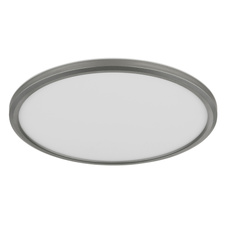 Stropní svítidlo, plast niklový, bílý, satinovaný, několik úrovní přes nástěnný spínač, podsvícení, pam. funkce, IP44, 3 úrovně přes nástěnný spínač (100-50-10%), Ø:294mm, V:25mm, včetně LED 18W 230V, 1600lm výstup, 3000K