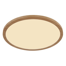 Stropní svítidlo, plast se vzhledem dřeva, satinovaný, bílý, několik úrovní přes nástěnný spínač, pam. funkce, IP44, 3 úrovně přes nástěnný spínač (100-50-10%), Ø:294mm, V:25mm, včetně LED 18W 230V, 1600lm výstup, 3000K