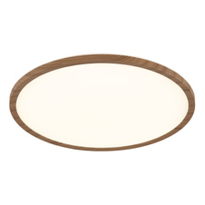 Stropní svítidlo, plast se vzhledem dřeva, satinovaný, bílý, několik úrovní přes nástěnný spínač, pam. funkce, IP44, 3 úrovně přes nástěnný spínač (100-50-10%), Ø:420mm, V:25mm, včetně LED 24W 230V, 2300lm výstup, 3000K