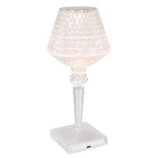 Nabíjecí stolní lampa čirý plast s křišťálovým efektem, dotykové zapnutí/vypnutí, stmívatelné, plynulý dotykový stmívač, bez adaptéru, baterie 800 mAh 3,7 V, Ø:120mm, V:260mm, délka kabelu 800mm, LED 1,5W 5V, výstup 50lm, CCT2700-6500K