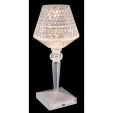 Nabíjecí stolní lampa čirý plast s křišťálovým efektem, dotykové zapnutí/vypnutí, stmívatelné, plynulý dotykový stmívač, bez adaptéru, baterie 800 mAh 3,7 V, Ø:120mm, V:260mm, délka kabelu 800mm, LED 1,5W 5V, výstup 50lm, CCT2700-6500K
