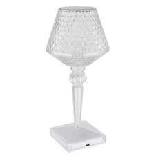 Nabíjecí stolní lampa čirý plast s křišťálovým efektem, dotykové zapnutí/vypnutí, stmívatelné, plynulý dotykový stmívač, bez adaptéru, baterie 800 mAh 3,7 V, Ø:120mm, V:260mm, délka kabelu 800mm, LED 1,5W 5V, výstup 50lm, CCT2700-6500K