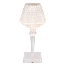 Nabíjecí stolní lampa čirý plast s křišťálovým efektem, dotykové zapnutí/vypnutí, stmívatelné, plynulý dotykový stmívač, bez adaptéru, baterie 800 mAh 3,7 V, Ø:120mm, V:260mm, délka kabelu 800mm, LED 1,5W 5V, výstup 50lm, CCT2700-6500K