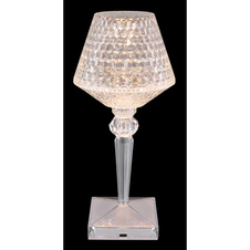 Nabíjecí stolní lampa čirý plast s křišťálovým efektem, dotykové zapnutí/vypnutí, stmívatelné, plynulý dotykový stmívač, bez adaptéru, baterie 800 mAh 3,7 V, Ø:120mm, V:260mm, délka kabelu 800mm, LED 1,5W 5V, výstup 50lm, CCT2700-6500K