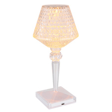 Nabíjecí stolní lampa čirý plast s křišťálovým efektem, dotykové zapnutí/vypnutí, stmívatelné, plynulý dotykový stmívač, bez adaptéru, baterie 800 mAh 3,7 V, Ø:120mm, V:260mm, délka kabelu 800mm, LED 1,5W 5V, výstup 50lm, CCT2700-6500K