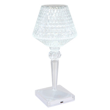 Nabíjecí stolní lampa čirý plast s křišťálovým efektem, dotykové zapnutí/vypnutí, stmívatelné, plynulý dotykový stmívač, bez adaptéru, baterie 800 mAh 3,7 V, Ø:120mm, V:260mm, délka kabelu 800mm, LED 1,5W 5V, výstup 50lm, CCT2700-6500K
