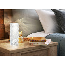 Nabíjecí stolní lampa čirý plast s křišťálovým efektem, dotykové zapnutí/vypnutí, stmívatelné, plynulý dotykový stmívač, bez adaptéru, baterie 800mAh 3,7 V, Ø:90mm, V:210mm, délka kabelu 800mm, LED 1,5W 5V, výstup 50lm, CCT 2700-6500K