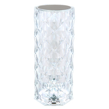 Nabíjecí stolní lampa čirý plast s křišťálovým efektem, dotykové zapnutí/vypnutí, stmívatelné, plynulý dotykový stmívač, bez adaptéru, baterie 800mAh 3,7 V, Ø:90mm, V:210mm, délka kabelu 800mm, LED 1,5W 5V, výstup 50lm, CCT 2700-6500K