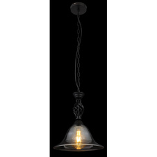 Závěsné svítidlo, kov černý matný, kouřové sklo, kabel PVC černý, Ø:295mm, V:1300mm, bez žárovky 1xE27,max. 60W 230V
