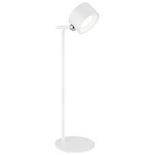 Nabíjecí stolní lampa kov bílý, dotykový stmívač, paměťová funkce, bez adaptéru, bat CR18650 1200mAh 5V, možnost montáže: 1-jako baterka, 2-jako stolní lampa, 3-s klipem, 4-montáž na zeď, DxŠxV:130x120x350mm, LED 4,5W 5V, 120lm výkon, CCT 3000-4000-5