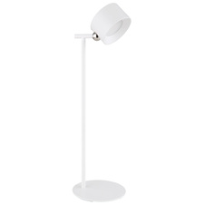 Nabíjecí stolní lampa kov bílý, dotykový stmívač, paměťová funkce, bez adaptéru, bat CR18650 1200mAh 5V, možnost montáže: 1-jako baterka, 2-jako stolní lampa, 3-s klipem, 4-montáž na zeď, DxŠxV:130x120x350mm, LED 4,5W 5V, 120lm výkon, CCT 3000-4000-5