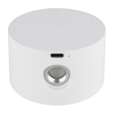 Nabíjecí stolní lampa kov bílý, dotykový stmívač, paměťová funkce, bez adaptéru, bat CR18650 1200mAh 5V, možnost montáže: 1-jako baterka, 2-jako stolní lampa, 3-s klipem, 4-montáž na zeď, DxŠxV:130x120x350mm, LED 4,5W 5V, 120lm výkon, CCT 3000-4000-5