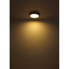 Stropní svítidlo, kov černý matný, MDF se vzhledem dřeva, plast opál, stmívatelné, několik úrovní přes nástěnný spínač, RGB duhový efekt, pam. funkce, noční světlo, dál. ovládání, DxŠxV:400x400x65mm, LED 24W+6W RGB 230V,1600lm výstup, 2700-6000K