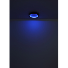 Stropní svítidlo, kov černý matný, MDF se vzhledem dřeva, plast opál, stmívatelné, několik úrovní přes nástěnný spínač, RGB duhový efekt, pam. funkce, noční světlo, dál. ovládání, DxŠxV:400x400x65mm, LED 24W+6W RGB 230V,1600lm výstup, 2700-6000K