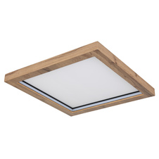 Stropní svítidlo, kov černý matný, MDF se vzhledem dřeva, plast opál, stmívatelné, několik úrovní přes nástěnný spínač, RGB duhový efekt, pam. funkce, noční světlo, dál. ovládání, DxŠxV:400x400x65mm, LED 24W+6W RGB 230V,1600lm výstup, 2700-6000K