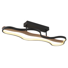 Stropní svítidlo, kov černý matný, dřevo, hliník černý, silikon bílý, DxŠxV:806x290x150mm, včetně LED 30W 230V, 3750lm zdroj, 3000K