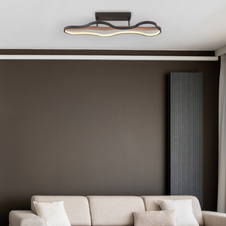 Stropní svítidlo, kov černý matný, dřevo, hliník černý, silikon bílý, DxŠxV:806x290x150mm, včetně LED 30W 230V, 3750lm zdroj, 3000K