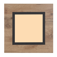 Stropní svítidlo kov černý matný, MDF imitace dřeva, plast bílý, DxŠxV:300x300x45mm, LED 12W 230V, 1400lm zdroj, 600lm výstup, 3000K