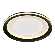 Stropní svítidlo kov bílý, akryl zrcadlový, silikon opál, hliník černý matný, dekorativní disk s efektem "Crystal-Sand", Ø:300mm, V:55mm, LED 18W 230V, 2200lm zdroj, 750lm výstup, 3000K
