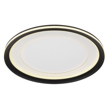 Stropní svítidlo kov bílý, akryl zrcadlový, hliník černý, stmívatelné, několik úrovní pomocí nástěnného spínače, paměťová funkce, noční světlo, dálkové ovládání, efekt "Crystal-Sand", Ø:415mm, V:60mm, LED 24W 230V, 90-1000lm, CCT2700-6000K