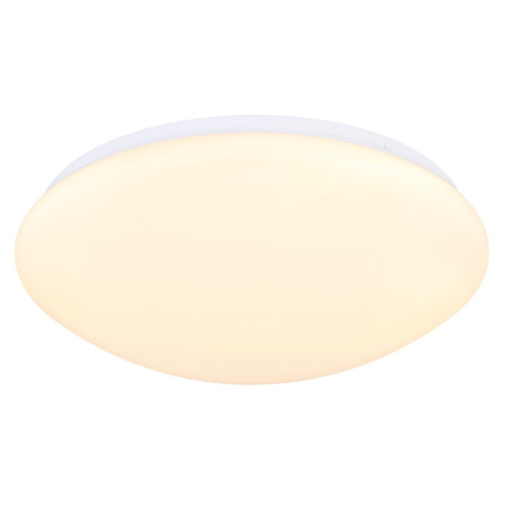 Stropní svítidlo, kov bílý, plast opál, několik úrovní pomocí nástěnného vypínače, pam. funkce, 3 úrovně přepínání: (100-50-20%), Ø:380mm, V:110mm, včetně LED 18W 230V, 1850lm zdroj, 1300lm výstup, 3000K