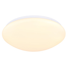 Stropní svítidlo, kov bílý, plast opál, několik úrovní pomocí nástěnného vypínače, pam. funkce, 3 úrovně přepínání: (100-50-20%), Ø:380mm, V:110mm, včetně LED 18W 230V, 1850lm zdroj, 1300lm výstup, 3000K