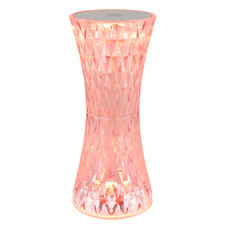 Nabíjecí stolní lampa, čirý plast s křišťálovým efektem, kov stříbrný, dotykové zapínání/vypínání, RGB měnič a fixace barev, bez adaptéru, včetně aku. 800mAh 3,7V, Ø:80mm, V:185mm, délka kabelu 800mm, včetně RGBW LED 1,5W 5V