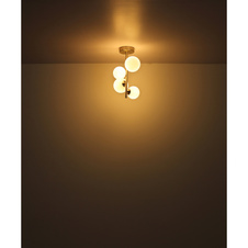 Stolní lampa, nikl, sklo bílé, kabel PVC černý, kolébkový vypínač na kabelu, DxŠxV:270x230x510mm, délka kabelu 1500mm, sklo Ø:2x10cm, 2x12cm, včetně žárovek 4xG9 LED, max. 3,5W 230V, 350lm zdroj, 310lm výstup, 3000K